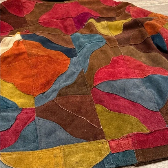 VINTAGE BadLeather Mens Sz 44 Multicolor Patchwork Leather Jacket